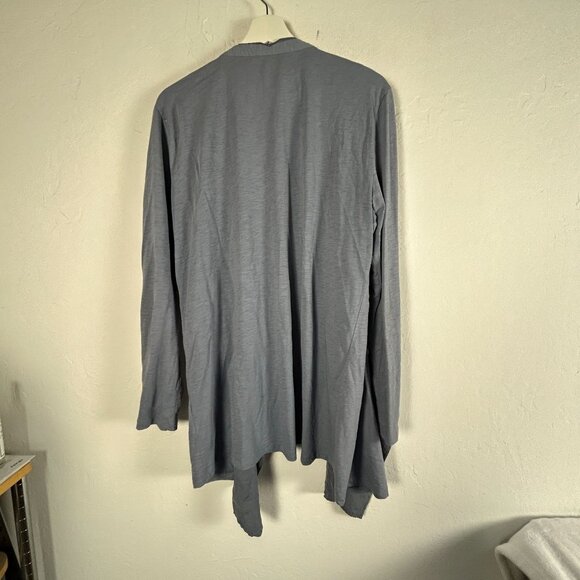Garnet Hill Womens XL Gray Draped Front Cardigan Sweater Knit Organic Cotton - Picture 2 of 8